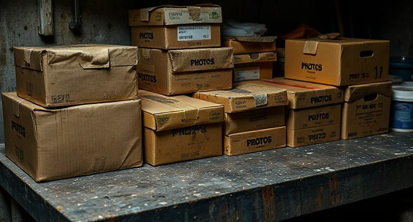 ABoxes on a desk.