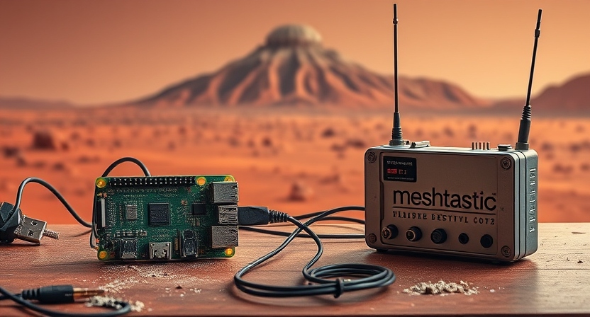 A meshtastic device in sand
