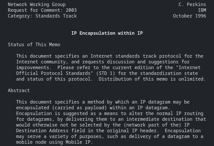 Screenshot of IPIP RFC.