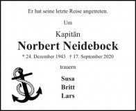 Traueranzeige Norbert Neidebock