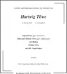 Hartwig Toewe, Traueranzeige