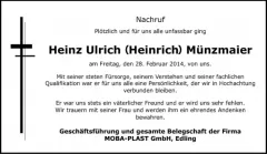 Muenzmaier, Traueranzeige