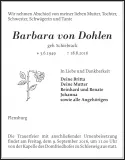 Traueranzeige Baerbel von Dohlen