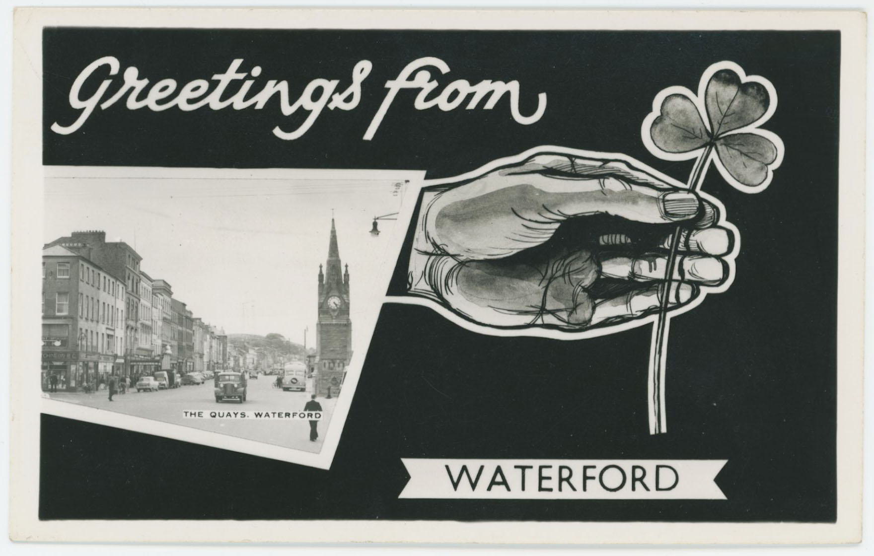 Vintage Greetings from Waterford postcard.