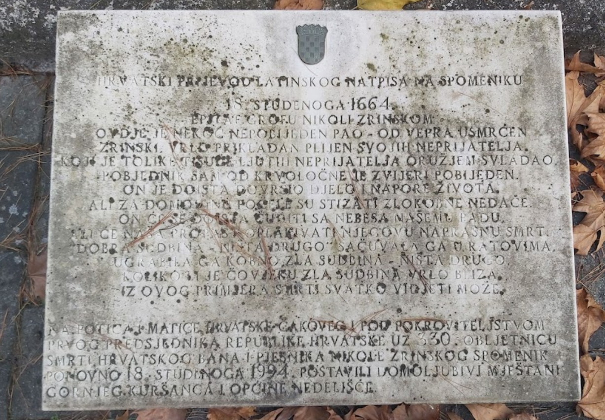 Gornji Kuršanec - Felsőzrínyifalva - Spomenik Nikoli Zrinskom - Zrínyi-obeliszk