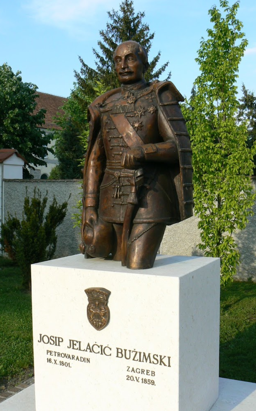 Prelog - Perlak - Spomenik Josipa Jelačića - Jellasics József-mellszobor a templomkertben