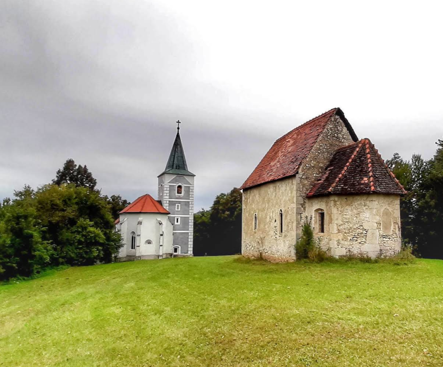 Gradišče nad Podsredo - Cerkev Marije sedem žalosti, Stara sv. gora nad Podsredo - Hétfájdalmú Szűzanya-templom a Szent öreghegyen (386 m)