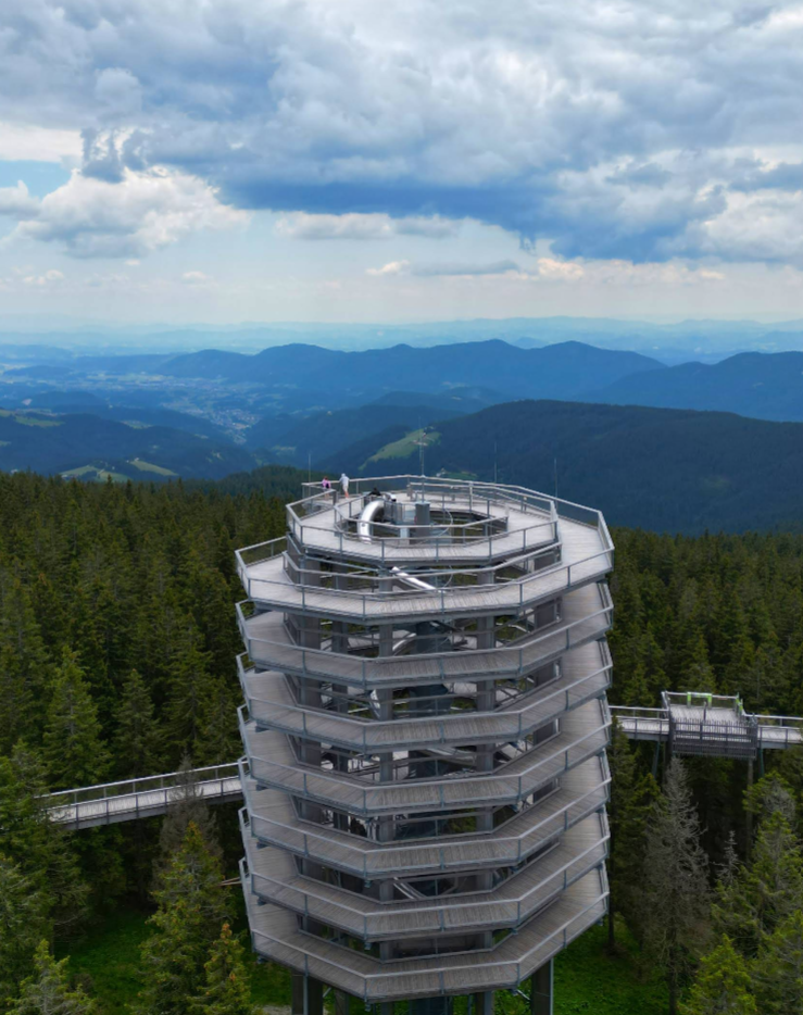 Rogla - Razgledni stolp – Pot med krošnjami Pohorje - kilátó és lombkorona ösvény (1450 m)