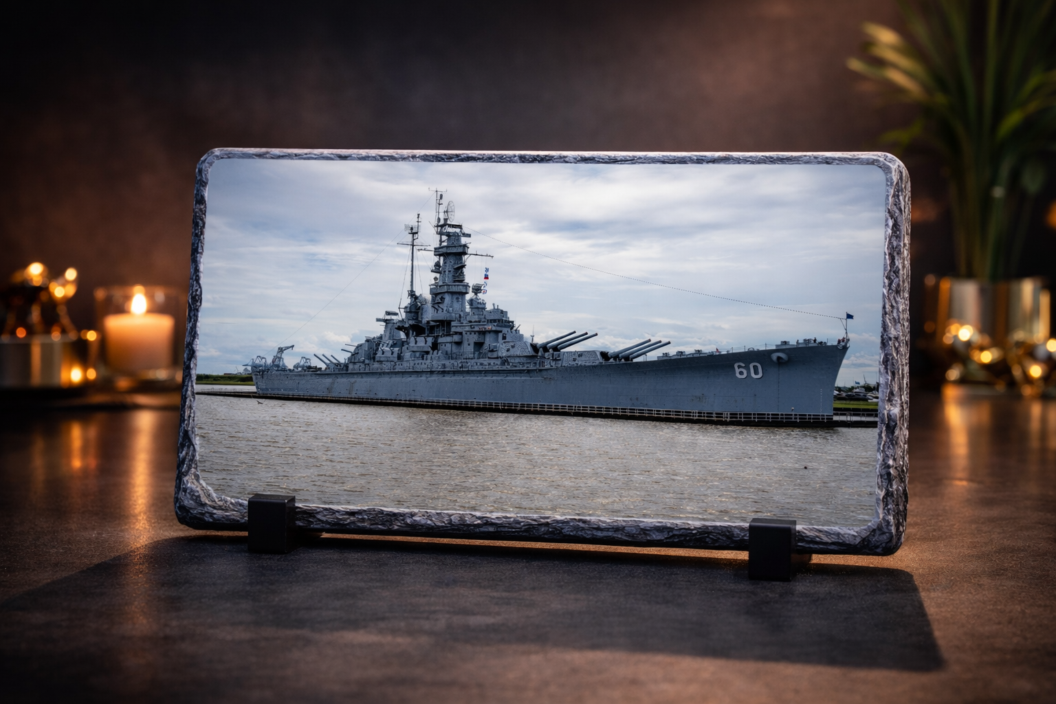 USS Alabama battleship slate display gift