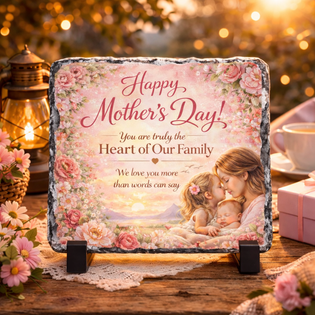 Personalised family photo slate gift made in Ireland