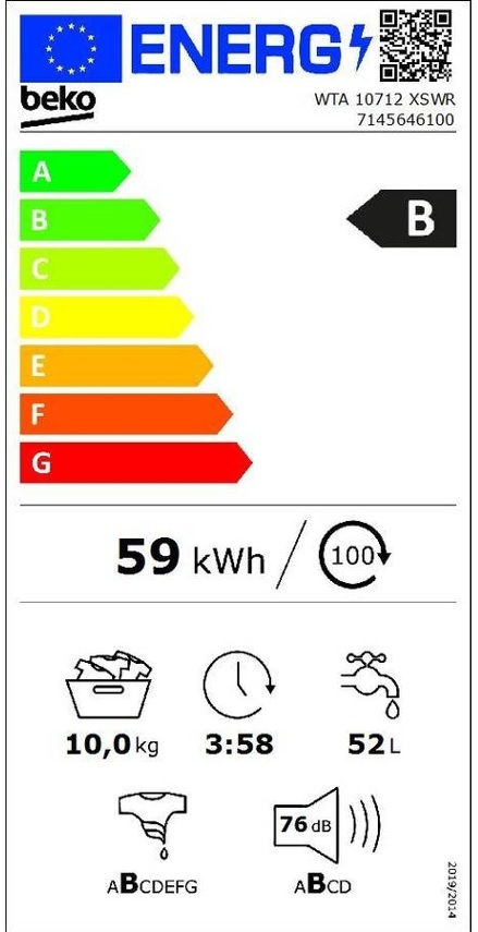 Máquina De Lavar Roupa WTA10712XSWR 10Kg 1400rpm B (Branco) - BEKO ...