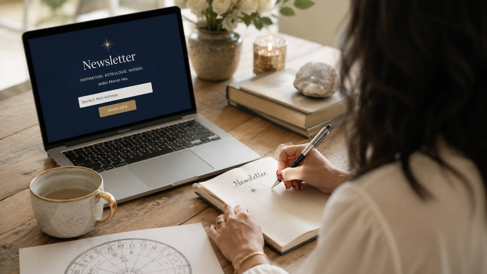 Marie Laville Newsletter Anmeldung mit astrologischen Impulsen und aktuellen Planetenkonstellationen