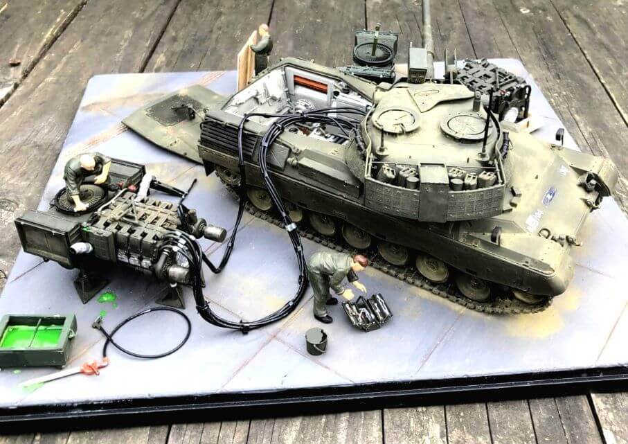 Diorama proefdraaien krachtbron Leopard 1