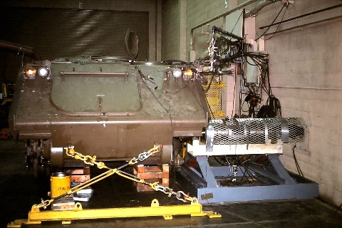 YPR 765 basisvoertuig op vermogenstestbank