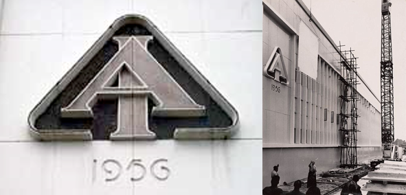 AI-logo op gebouw kogelfabriek