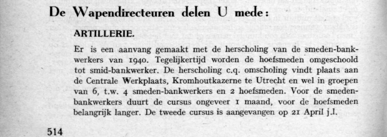 Mededeling wapendirecteuren in Militaire Spectator van september 1947