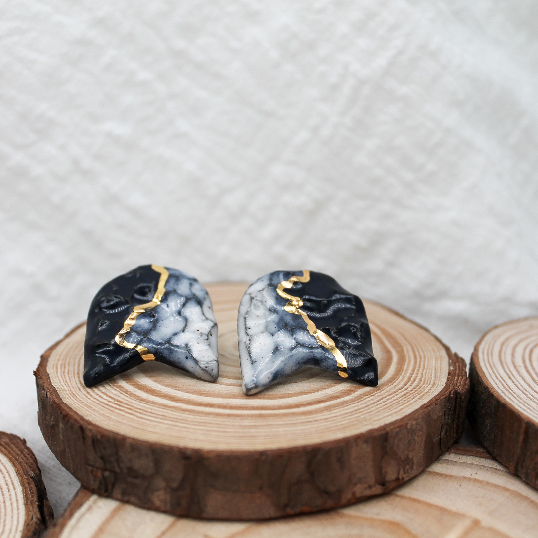 Blue Mermaid Ivory Ceramic Earrings - handcrafted by Veseto.Ceramics