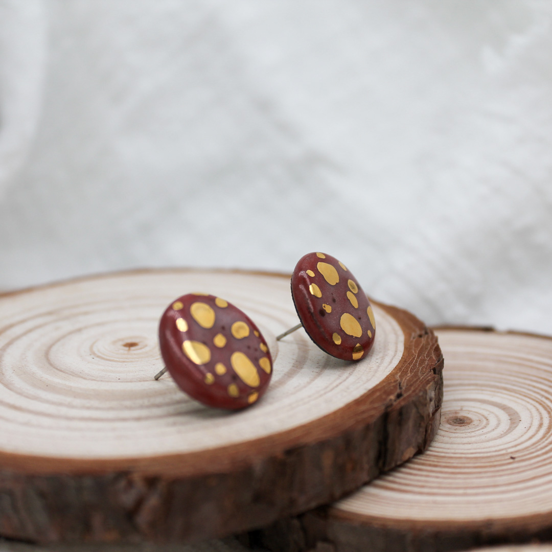 Foggy Rose Gold Ceramic Earrings - handcrafted by Veseto.Ceramics
