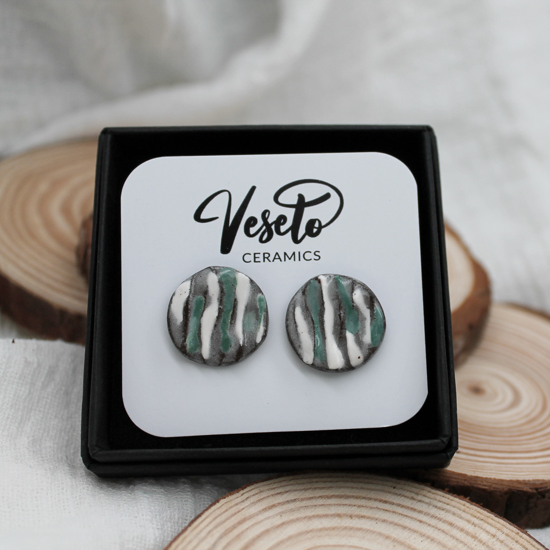 Forest Clay Cascade Ceramic Earrings - handcrafted by Veseto.Ceramics