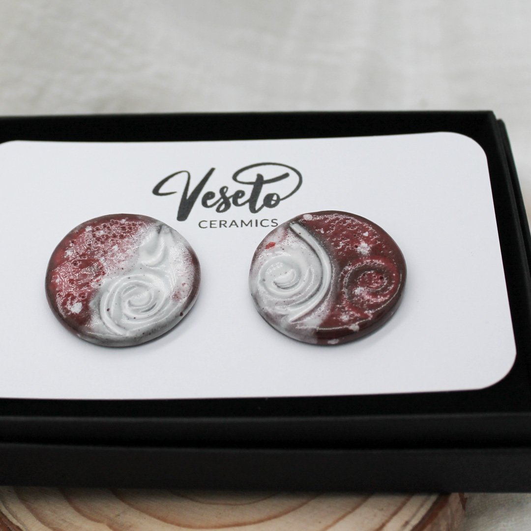 Frosty Berry Ceramic Earrings - handcrafted by Veseto.Ceramics