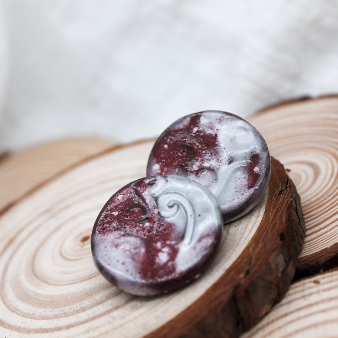 Frosty Berry Ceramic Earrings (Clips) - handcrafted by Veseto.Ceramics