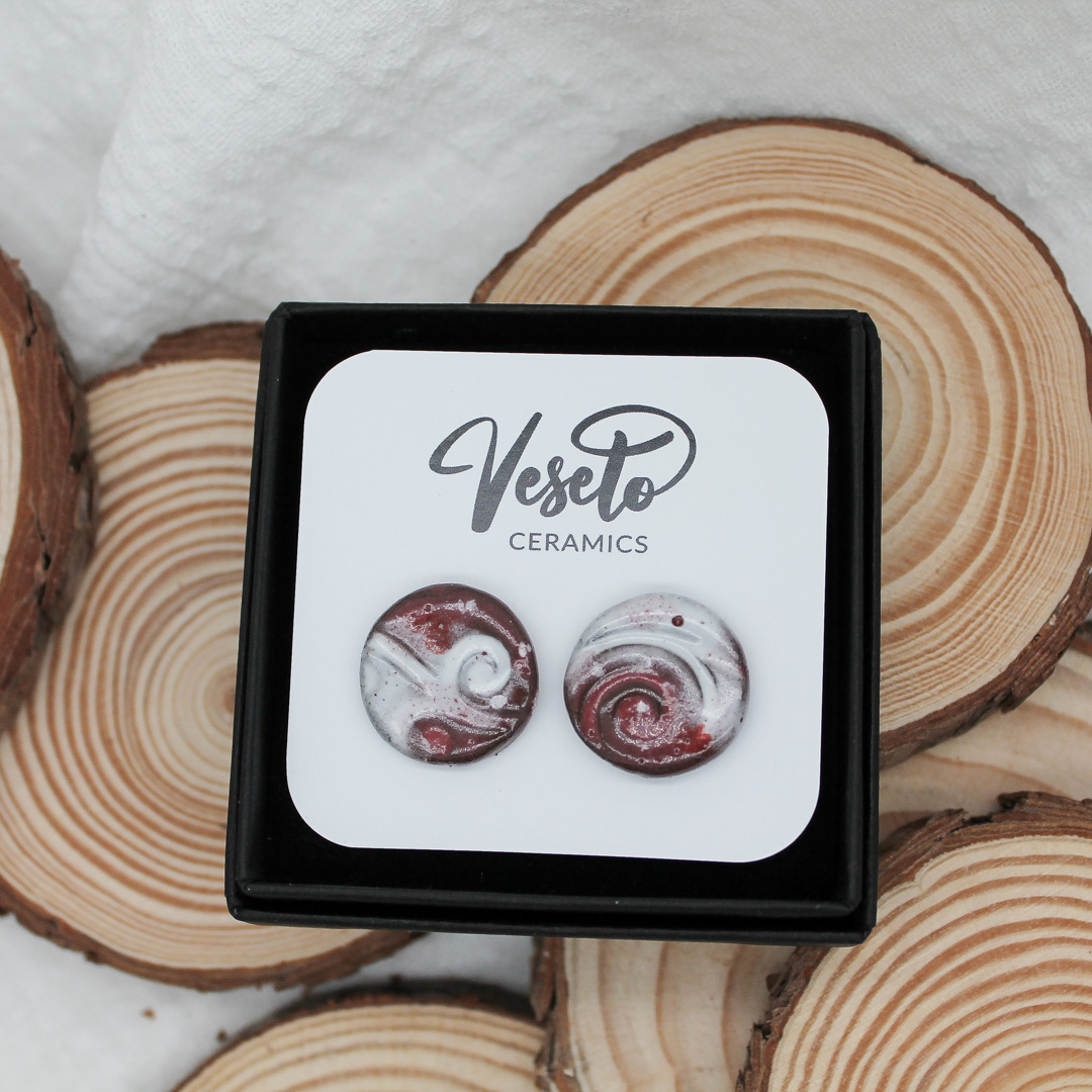 Frosty Berry Small  Ceramic Earrings - handcrafted by Veseto.Ceramics