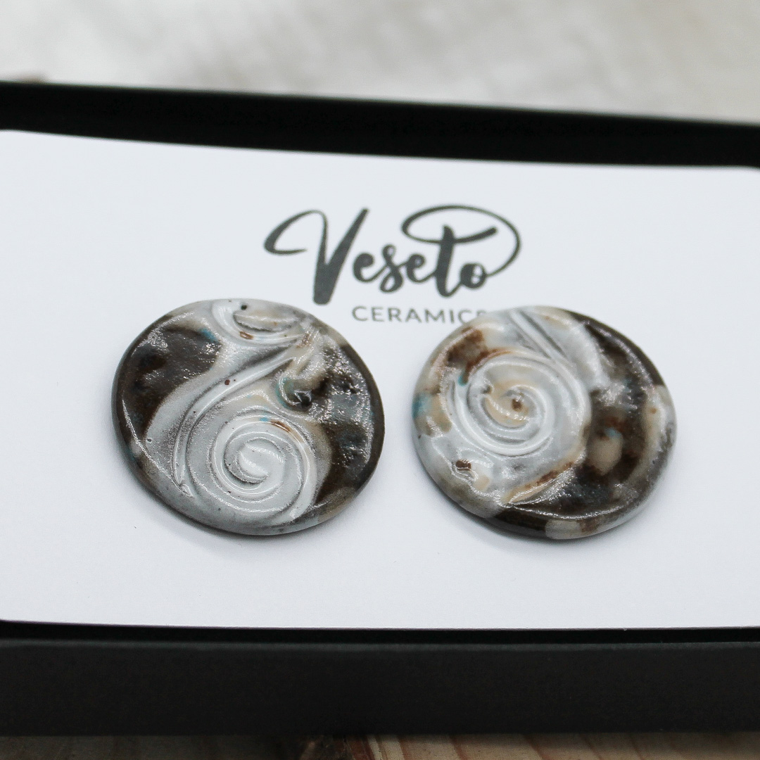Frosty Mocha Ceramic Earrings - handcrafted by Veseto.Ceramics