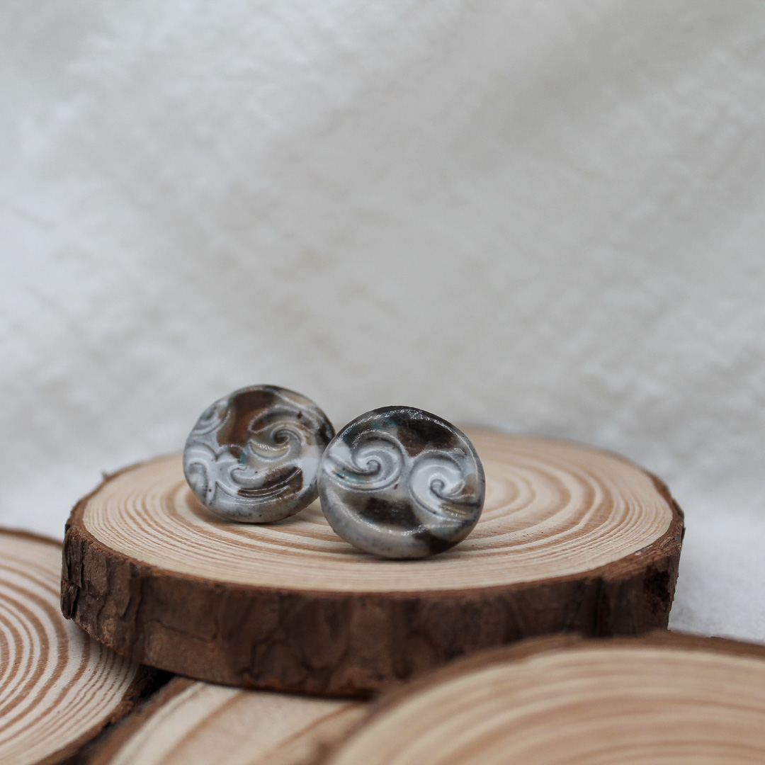 Frosty Mocha Small Ceramic Earrings - handcrafted by Veseto.Ceramics