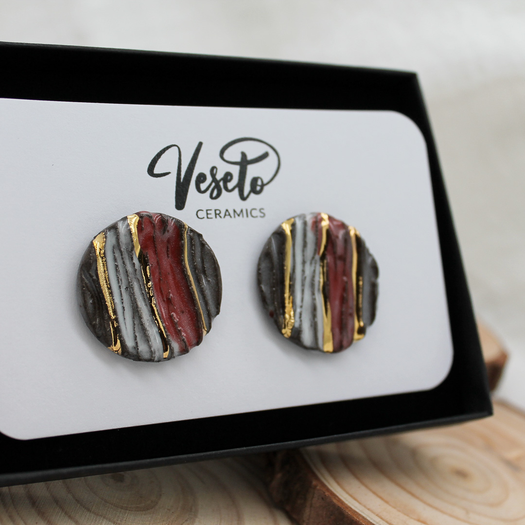 Ice Rose Crystals Ceramic Earrings - handcrafted by Veseto.Ceramics