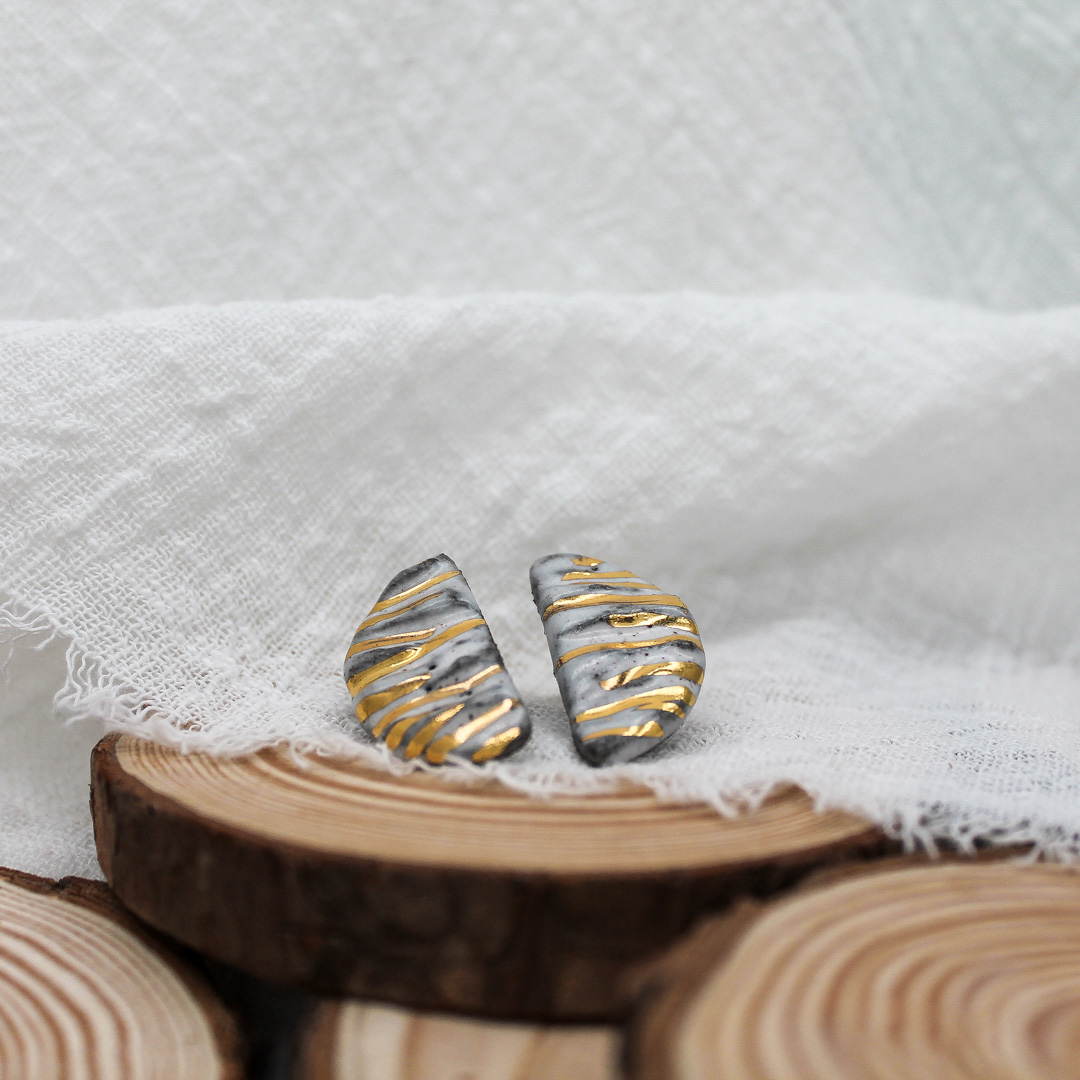 Ivory Elegance Small Ceramic Earrings - handcrafted by Veseto.Ceramics