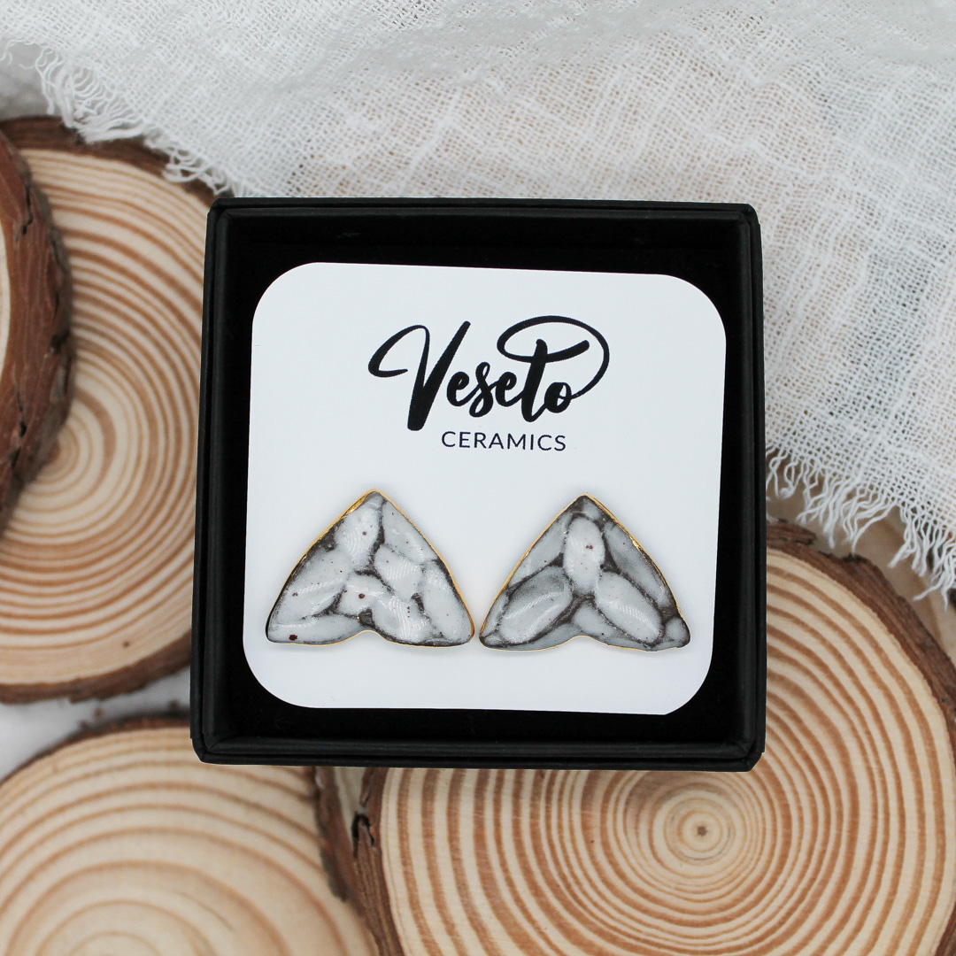 Ivory Tail Elegance Ceramic Earrings - handcrafted by Veseto.Ceramics