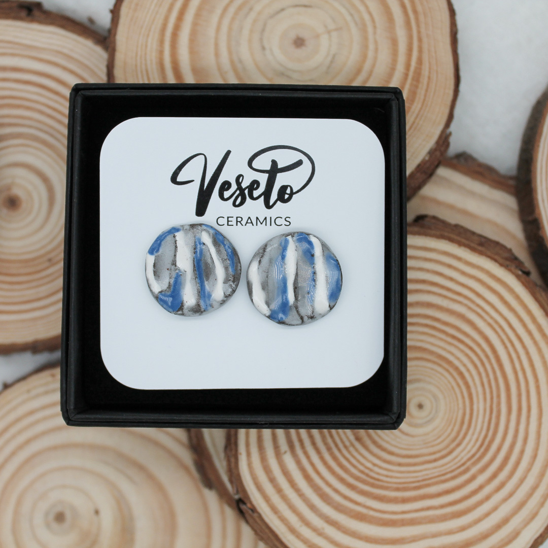 Midnight Clay Cascade Ceramic Earrings - handcrafted by Veseto.Ceramics