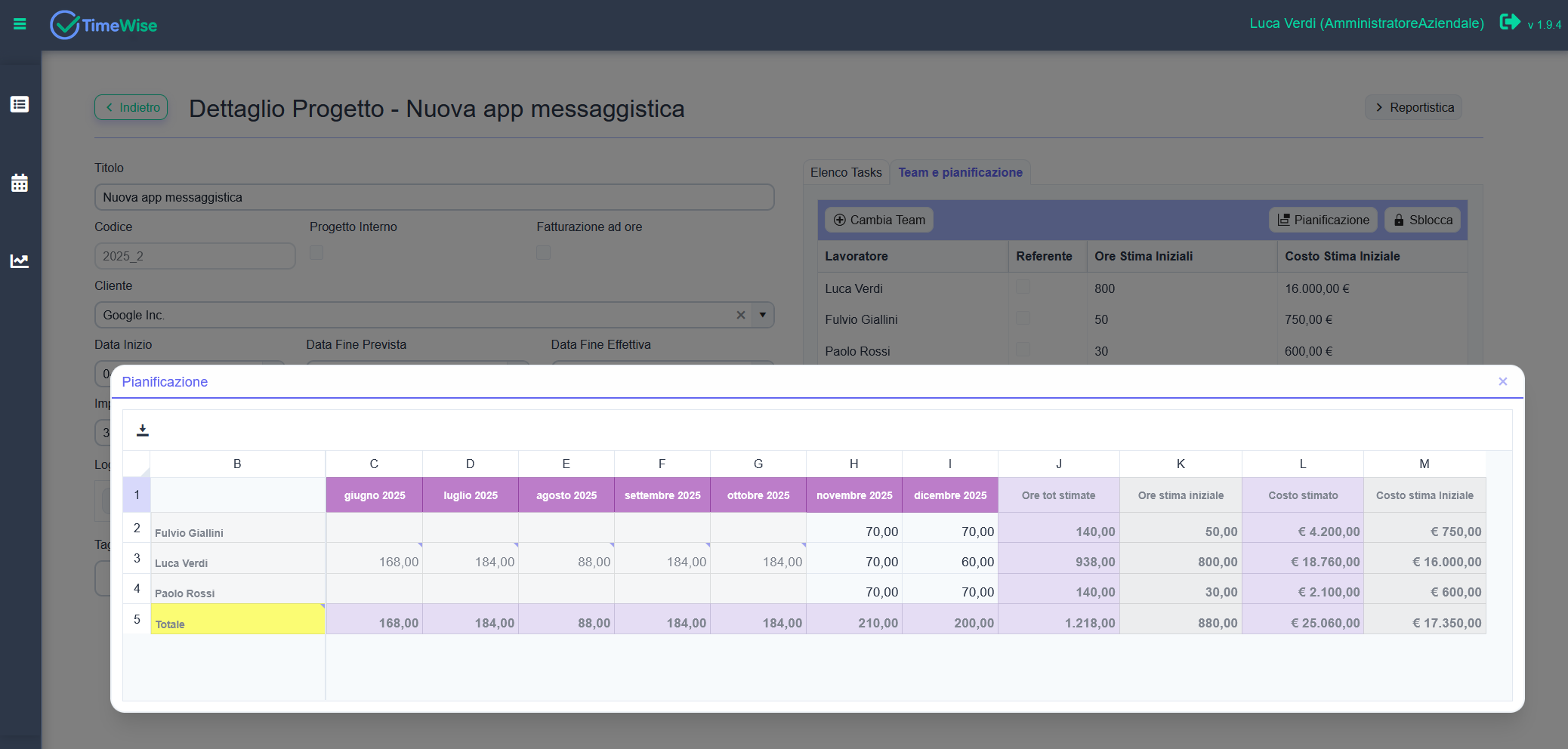 Pianificazione risorse
