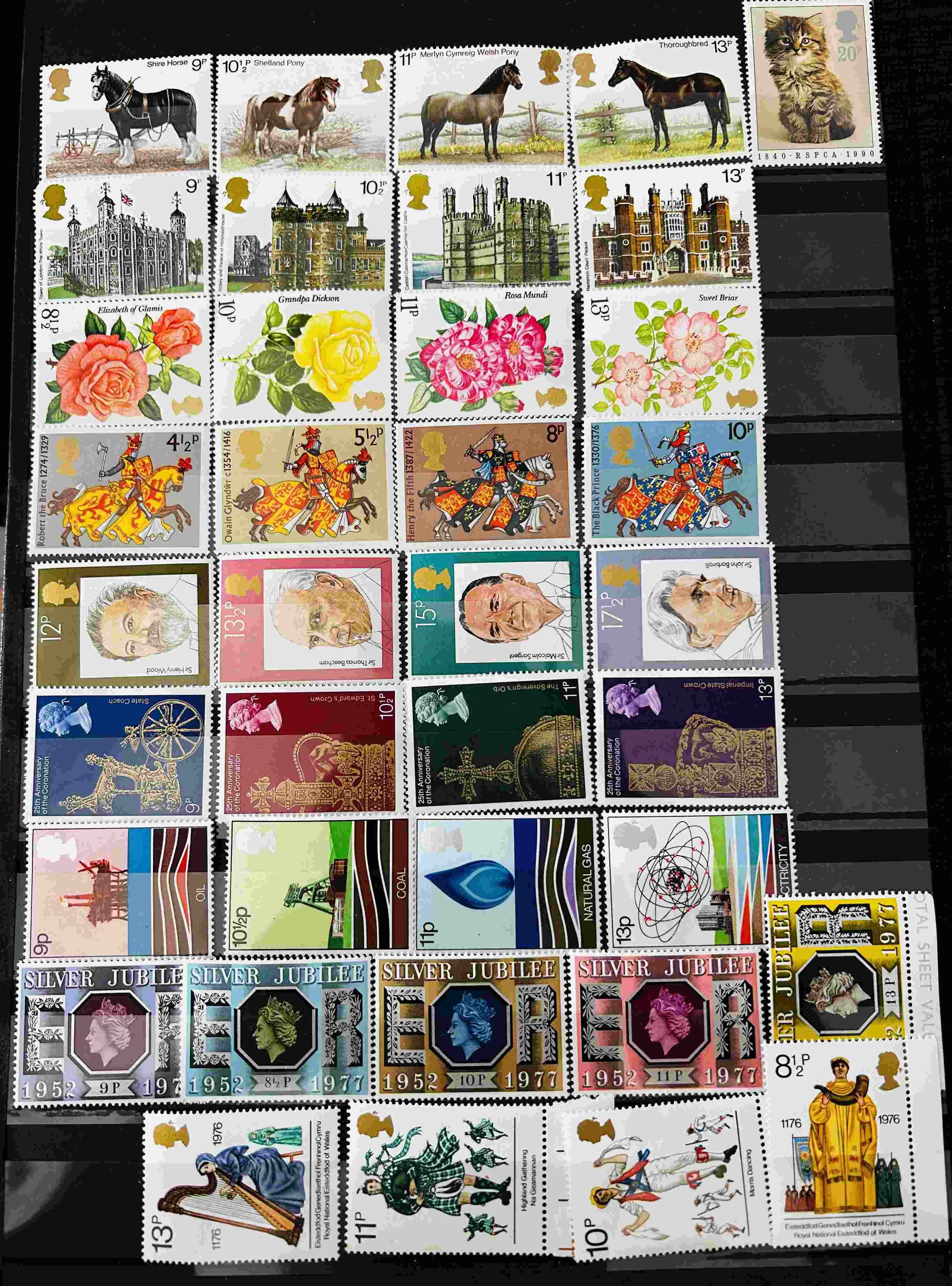 9 sets of Stamps from Great Britain (MNH) (38 stamps)