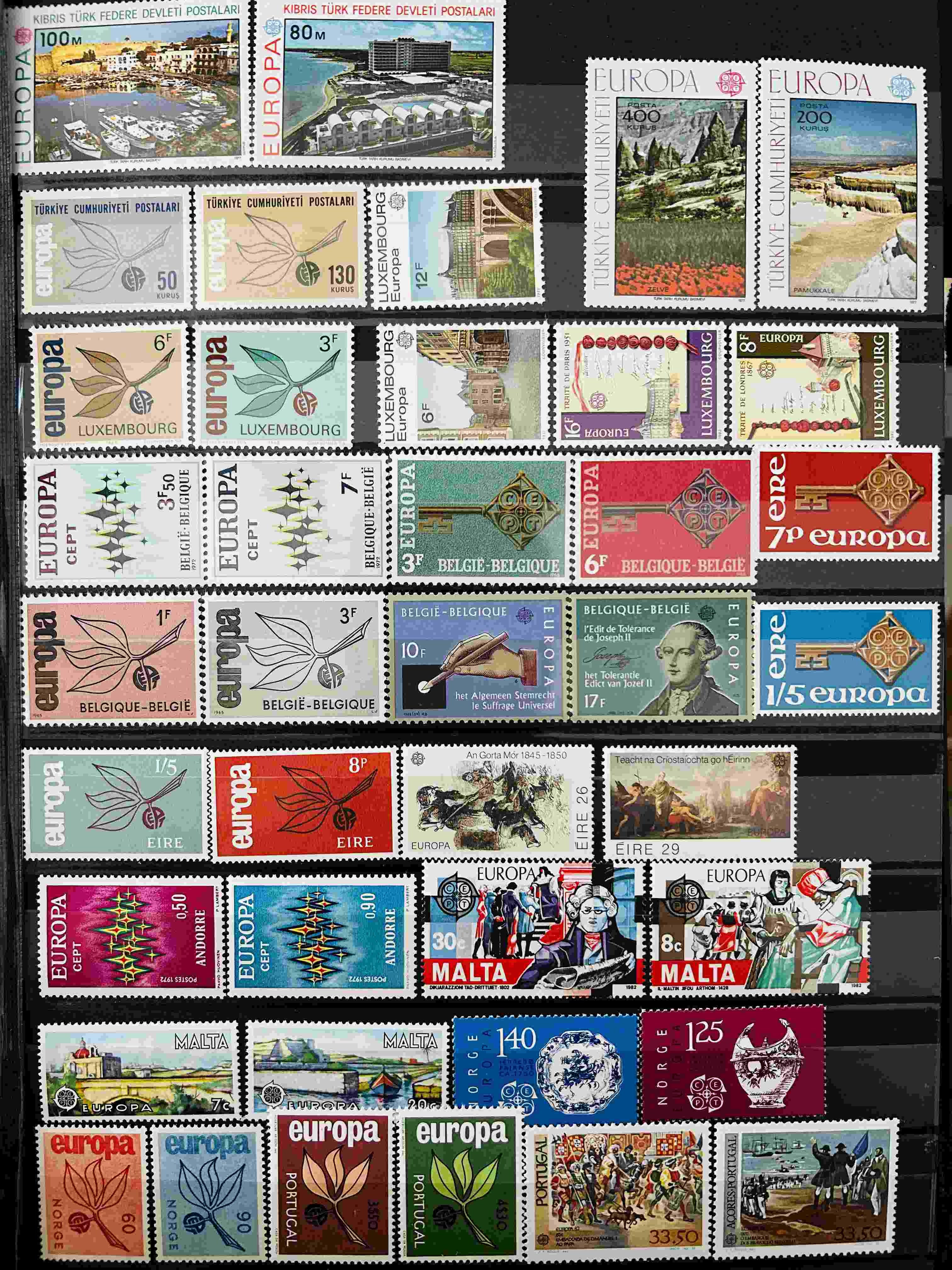 75 Stamps from around world (MNH) on theme EUROPA CEPT
