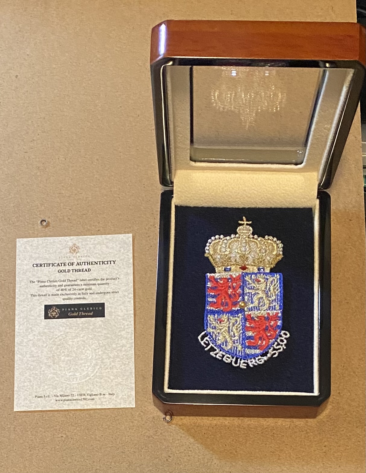 Luxembourg Deluxe embroidered stamp - coat of arms of Grand Duke Henri