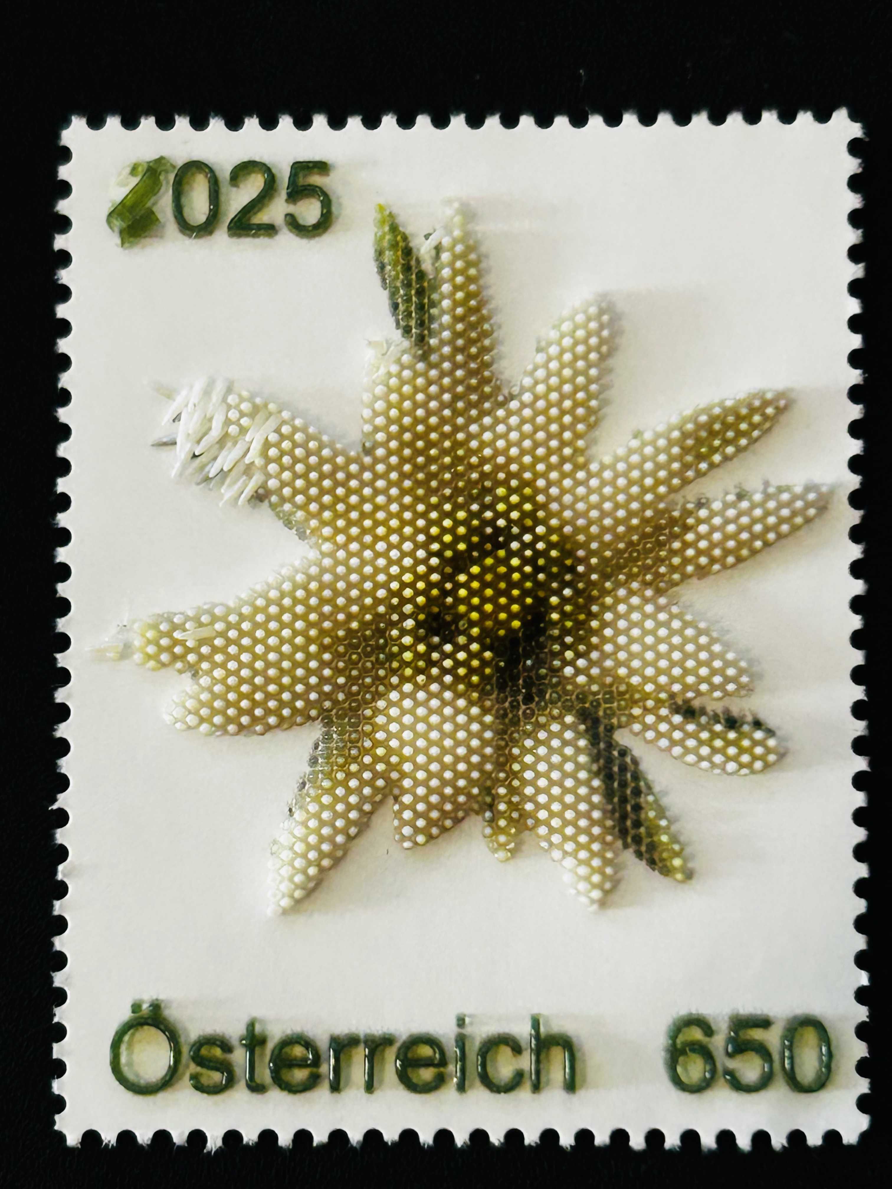 Austria Post 3D printed Edelweiss stamp 2025