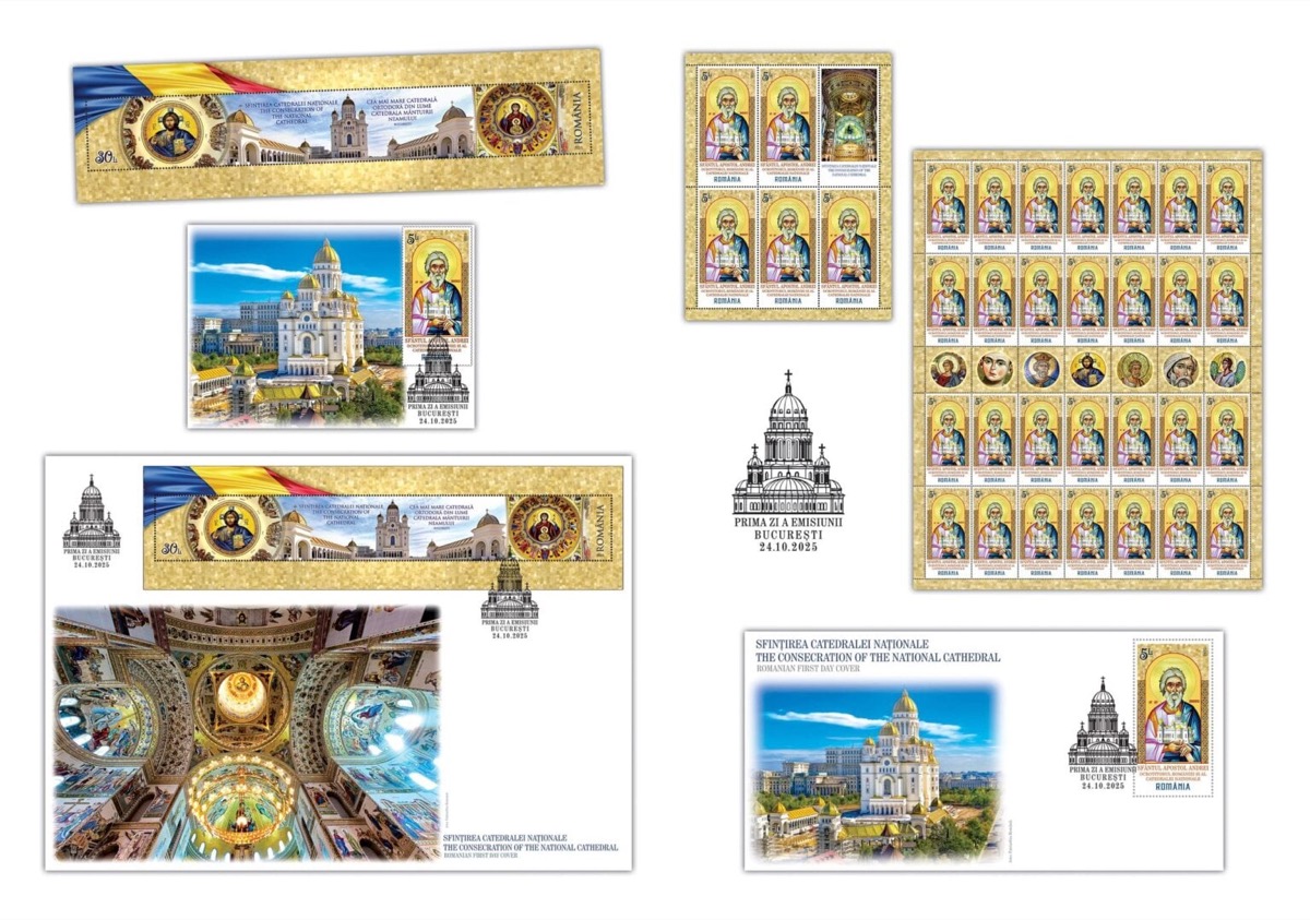 Romfilatelia world's longest postage stamp and miniature sheet marking the Consecration of Romania's National Cathedral