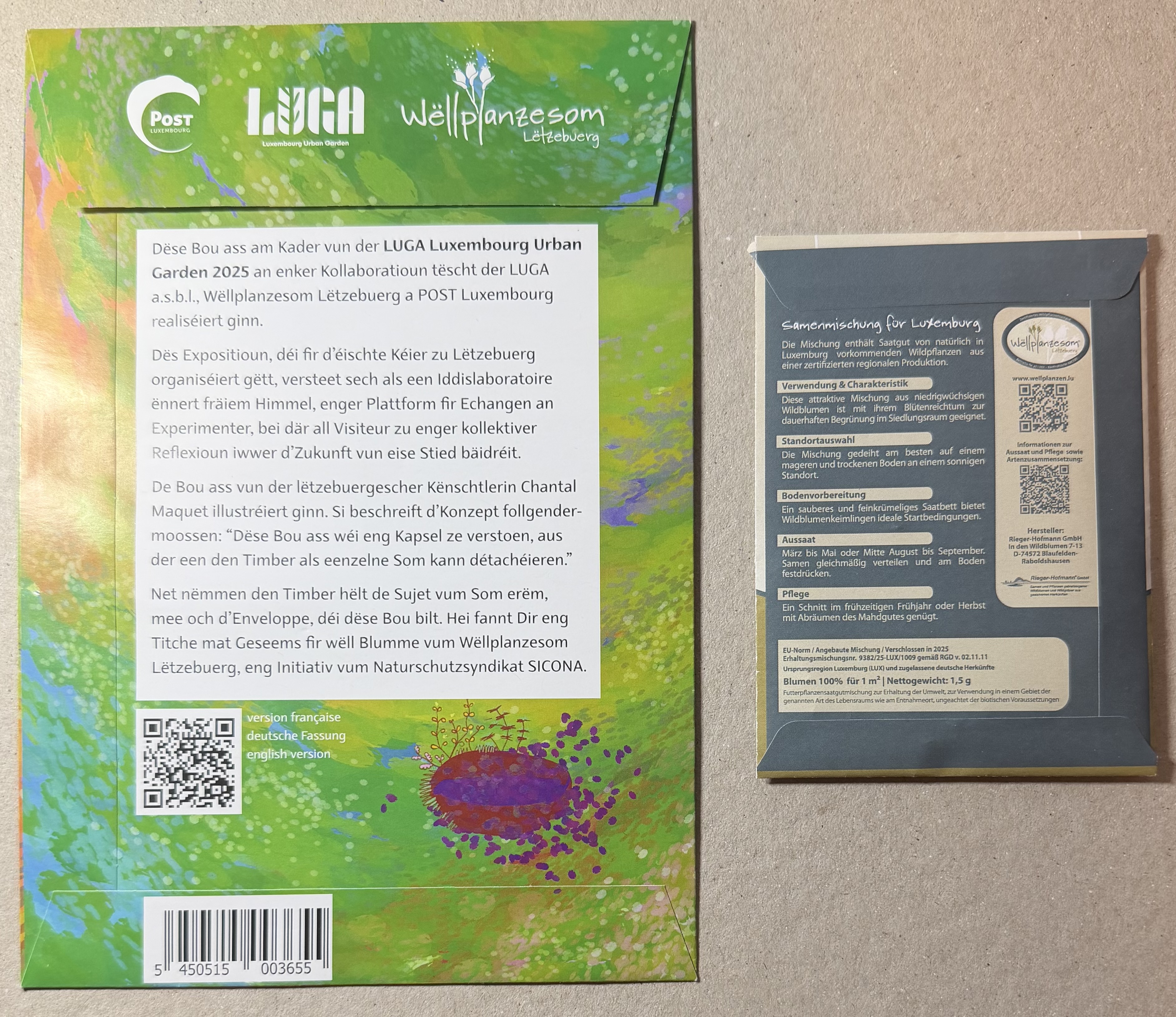 LUGA 2025 sheet and seed packet from SICONA — detail view