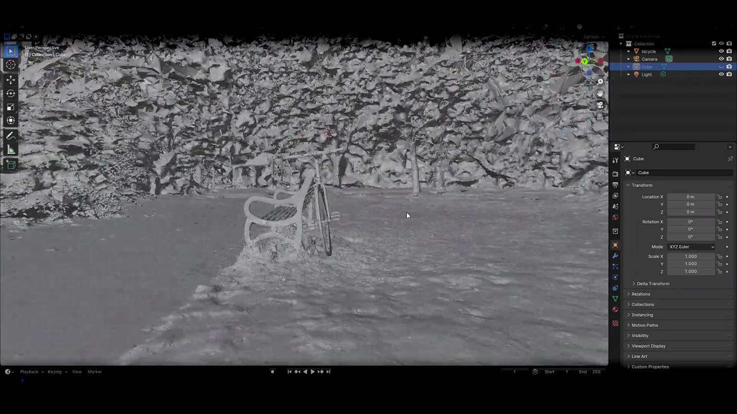 Original supplementary video: exported bicycle and bench mesh in Blender.