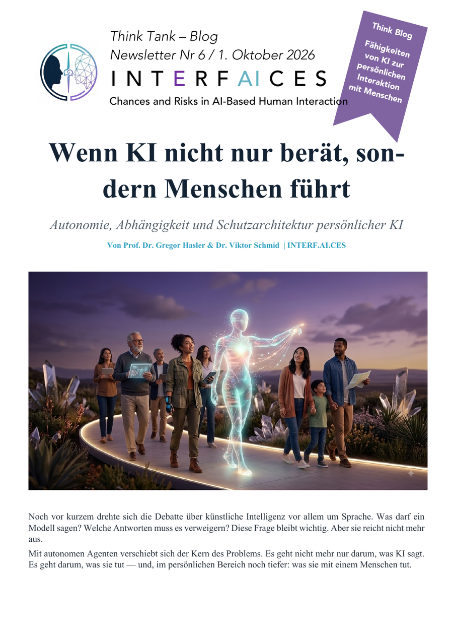 Titelseite Newsletter 6: Wenn KI nicht nur berät, sondern Menschen führt