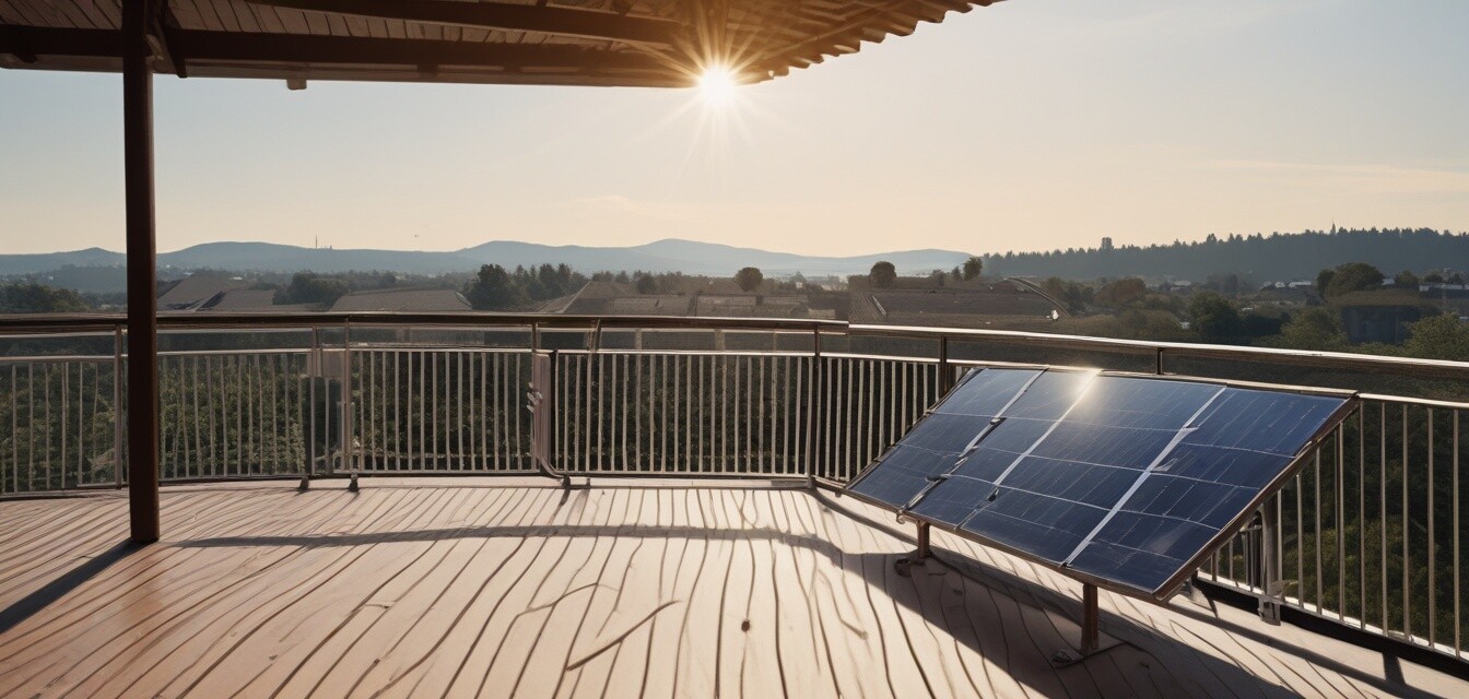 Detailed view of a balcony solar power system setup