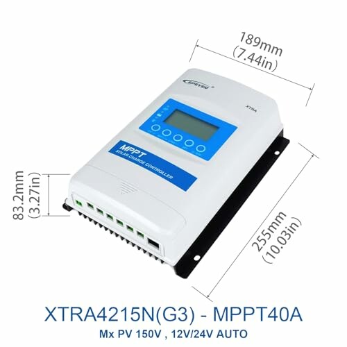 MPPT-Solarladeregler mit Abmessungen