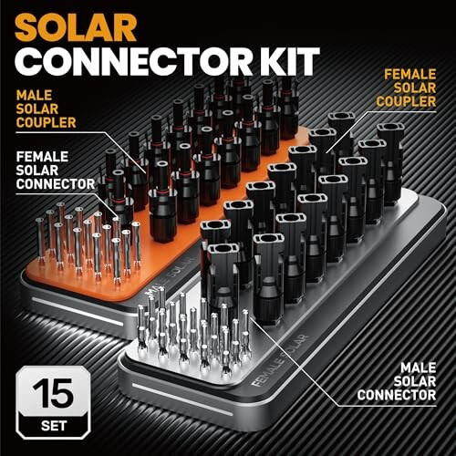 Solar-Anschlusskit mit männlichen und weiblichen Steckverbindern und Kupplungen