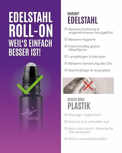 Vorteile von Edelstahl Roll-On im Vergleich zu Plastik.