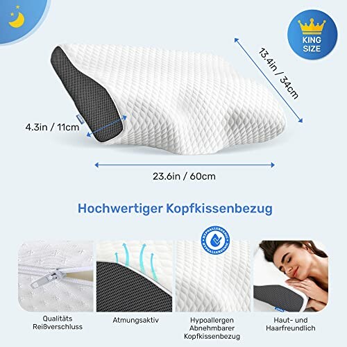Ergonomisches Memory-Schaum-Kopfkissen mit abnehmbarem Bezug