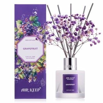 Lufterfrischer mit Grapefruit-Duft und violetten Blumen