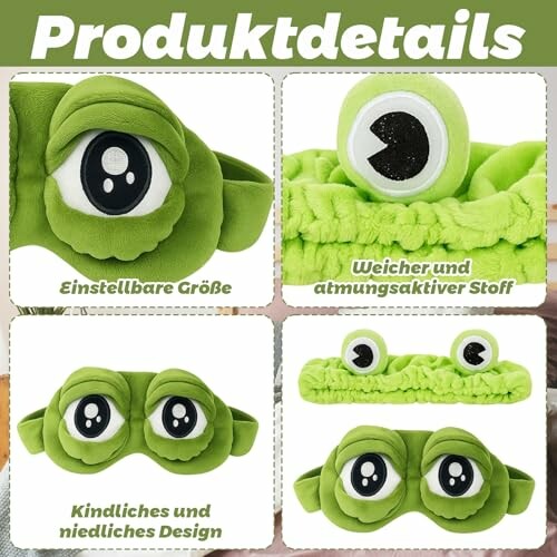 Grünes Frosch-Design-Zubehör mit verstellbarer Größe und weichem Stoff