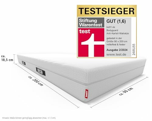 Matratze mit Testsieger-Siegel von Stiftung Warentest