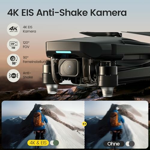 4K EIS Kamera mit Anti-Shake-Funktion und Vergleichsbildern.